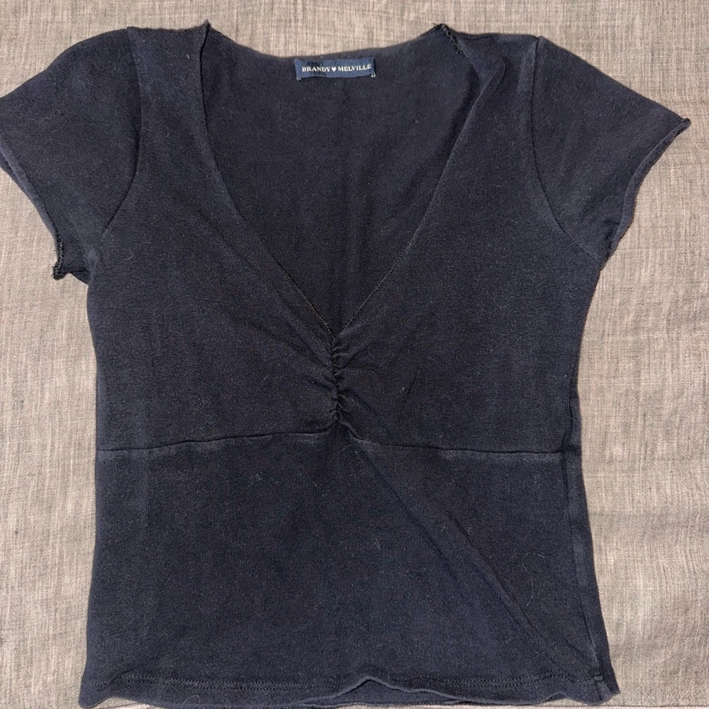 Brandy Melville Black Ruched Blouse